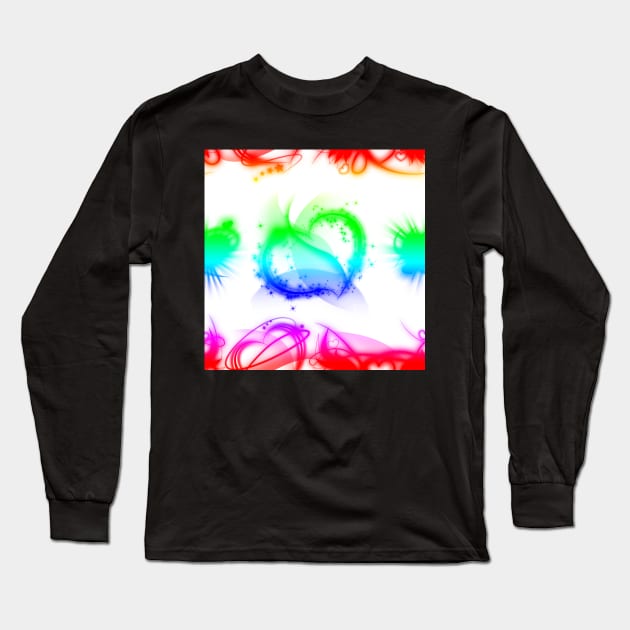 Funky Rainbow Hearts With White Background Long Sleeve T-Shirt by NeavesPhoto